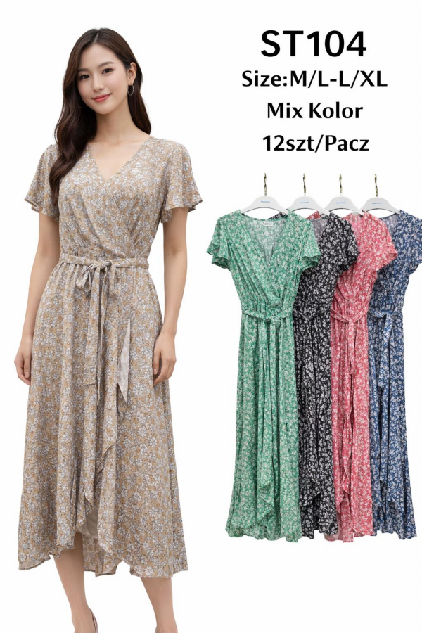 Sukienki damskie Roz M/L-L/XL,  Mix Kolor .Paczka 12 szt